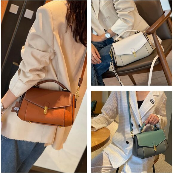 Leather Crossbody Bag for Women Roomy Organizer Removable Straps - Picture 2 of 7